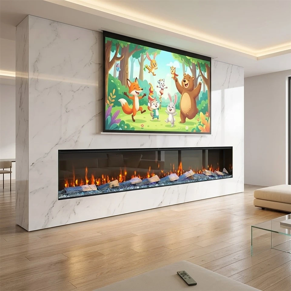 Semineu electric incastrat pe 3 fete de 100 inch